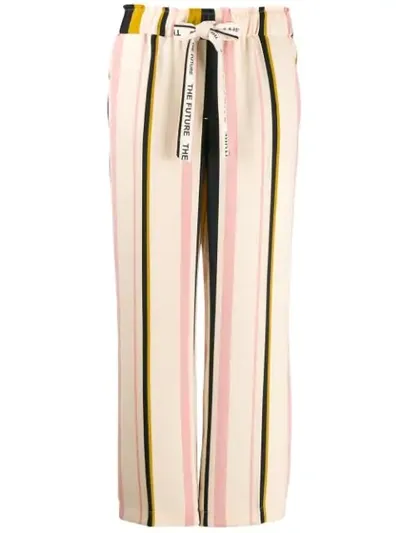 Cambio Striped Trousers In Neutrals