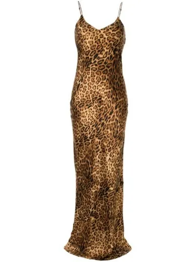 Nili Lotan Leopard-print Silk-satin Maxi Dress In Brown