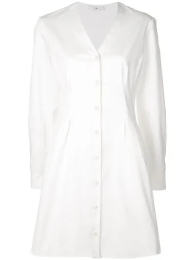 Tibi Dominic Button-front Twill Shirtdress In White