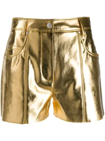 Msgm Metallic Shorts In Gold