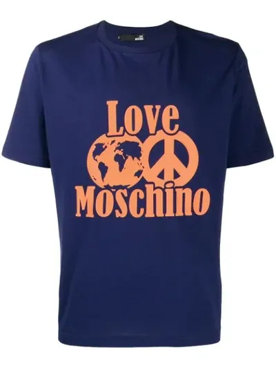 Love Moschino World Peace T-shirt In Blue