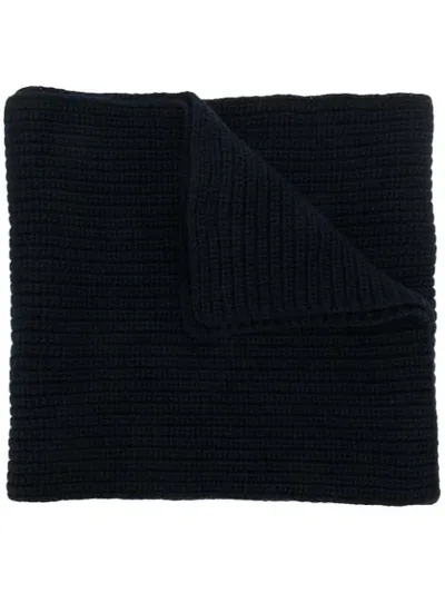 Stone Island Ribbed Knit Scarf In Blue