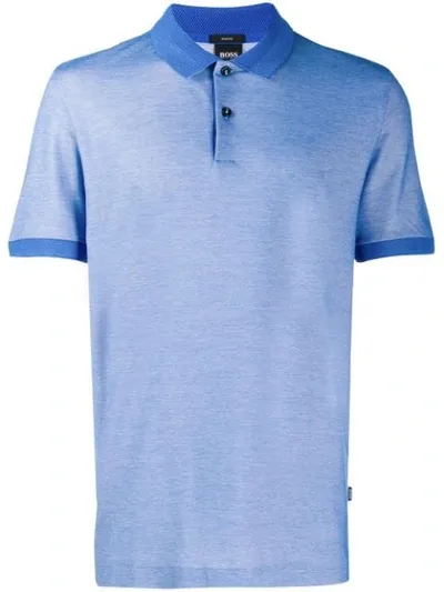 Hugo Boss Mesh Details Polo Shirt In Blue