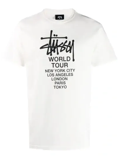 Stussy Logo Print T-shirt In White