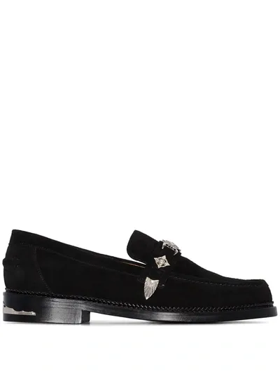 Toga Virilis Black Strapped Suede Loafers