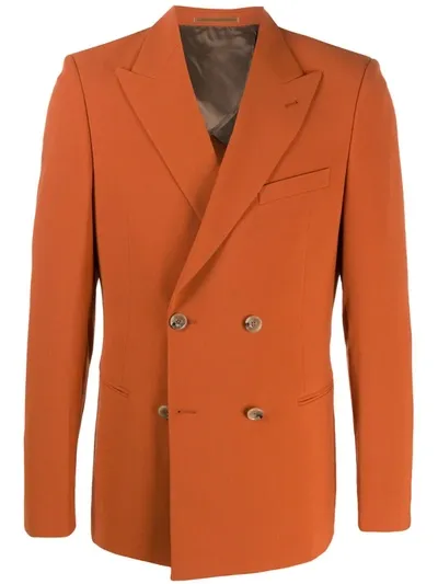 Nanushka Peaked-lapel Double Breasted Blazer In Orange