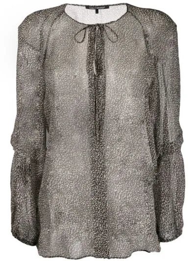 Luisa Cerano Sheer Leopard Print Blouse In Grey