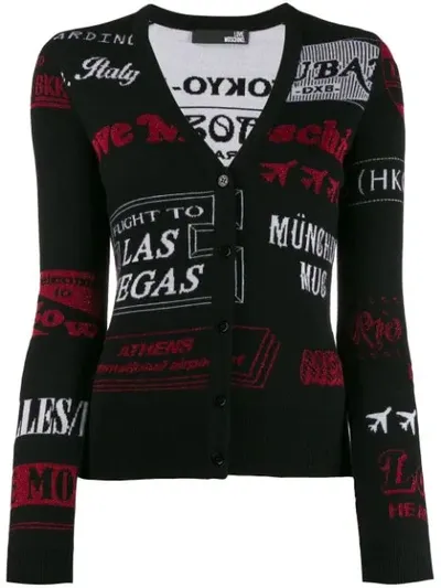 Love Moschino Slim-fit Cities Cardigan In Black