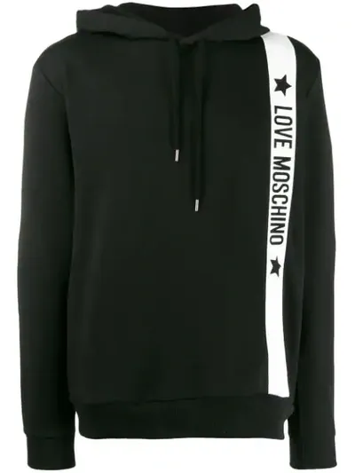 Love Moschino Logo Strip Hoodie In Black