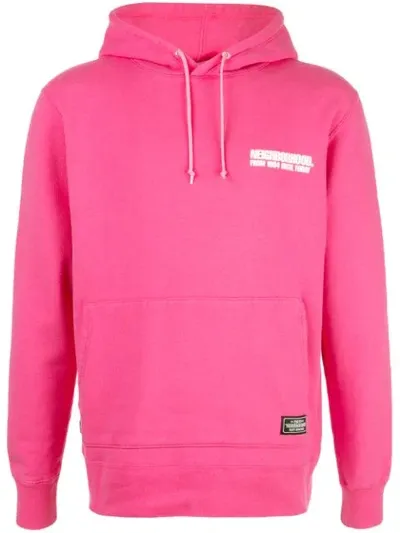 Neighborhood Logo Drawstring Hoodie In Pink