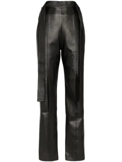 Materiel High-waisted Slit Trousers In Black