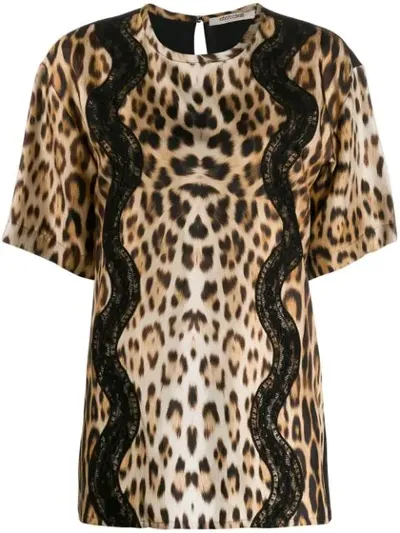 Roberto Cavalli Animalier T-shirt In Brown