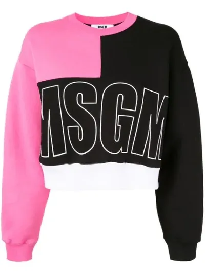 Msgm Contrast Logo Sweatshirt In Black