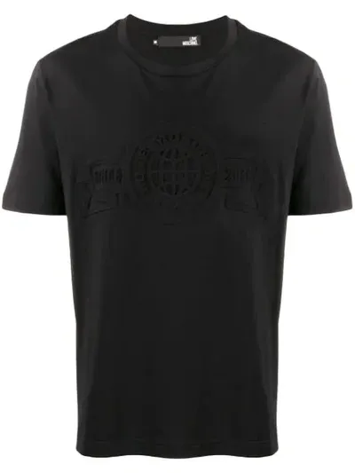 Love Moschino Logo Embossed T-shirt In Black