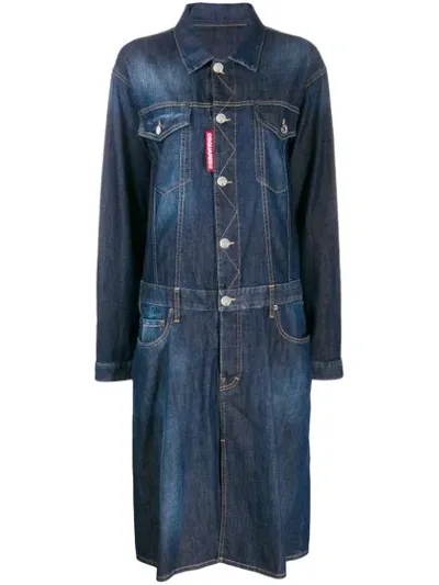 Dsquared2 Oversized Denim Dress In Blue