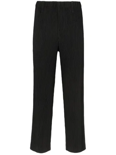 Issey Miyake Plissé Straight-leg Trousers In Black