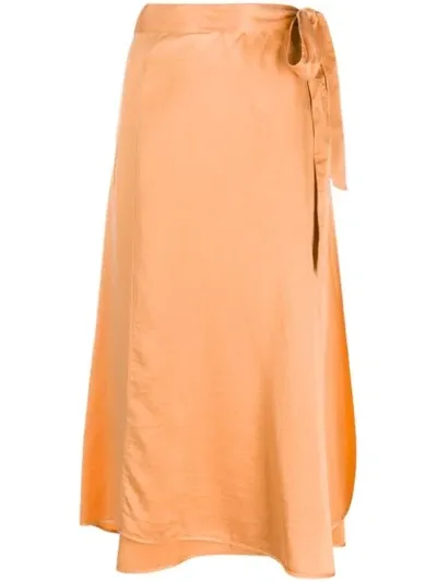 Forte Forte Satin Wrap Skirt In Orange