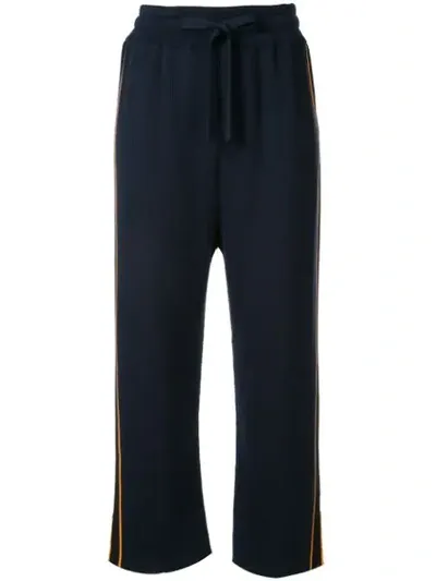 Y's Side Stripe Track Pants In Blue