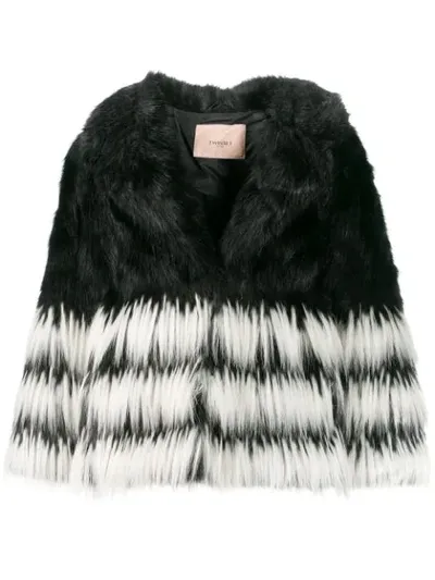 Twinset Faux Fur Jacket In Black