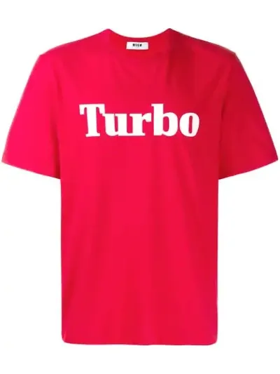 Msgm Turbo Slogan Print T-shirt In Red