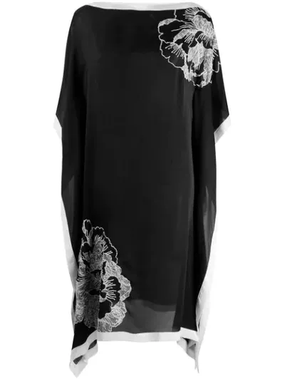 Carine Gilson Floral Print Kaftan In Black