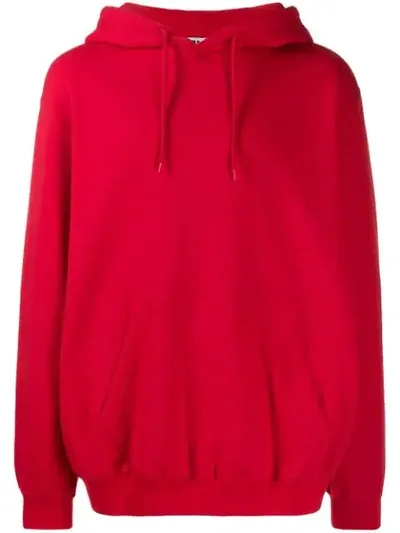 Msgm Logo Print Hoodie In Red