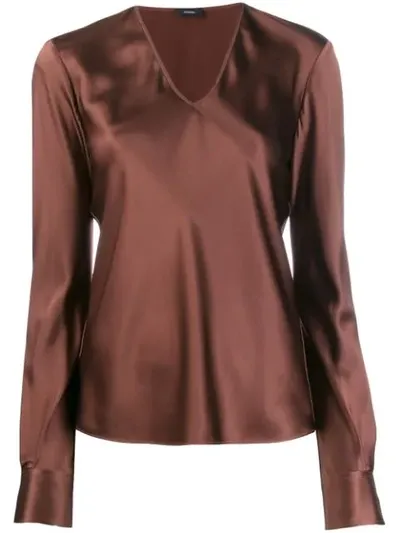 Joseph V-neck Blouse In Brown