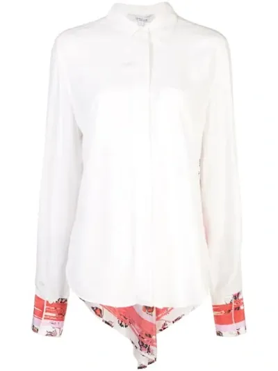 Derek Lam 10 Crosby Contrast Floral Panel Shirt In White