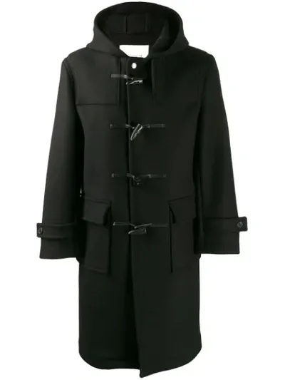 Mackintosh Weir Wool Long Duffle Coat In Black