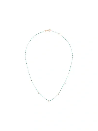 Gigi Clozeau 18k Rose Gold 42 Cm Beaded Diamond Necklace In Green