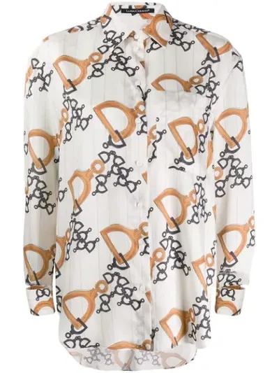 Luisa Cerano Cuff Pattern Shirt In White