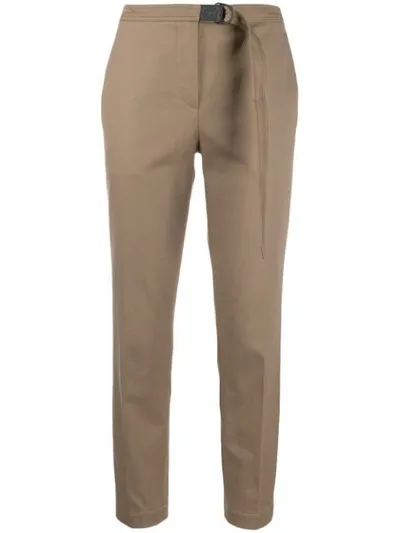 Brunello Cucinelli Cropped Belted Trousers In Brown