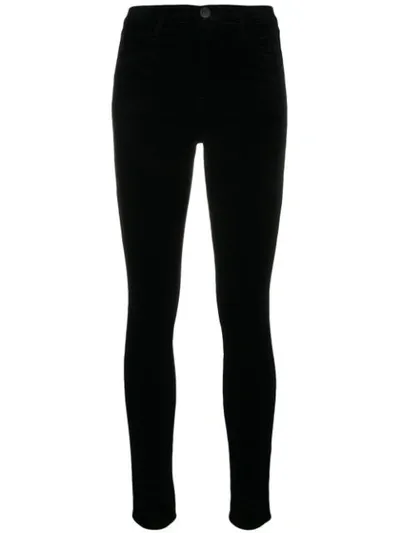 J Brand Maria Cotton-blend Velvet Skinny Pants In Black