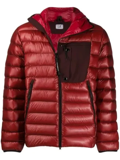 C.p. Company Full Zip Padded Hooded Jacket In Red