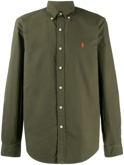 Ralph Lauren Embroidered Logo Shirt In Verde