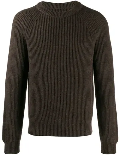 Maison Margiela Ribbed Knit Sweater In Brown