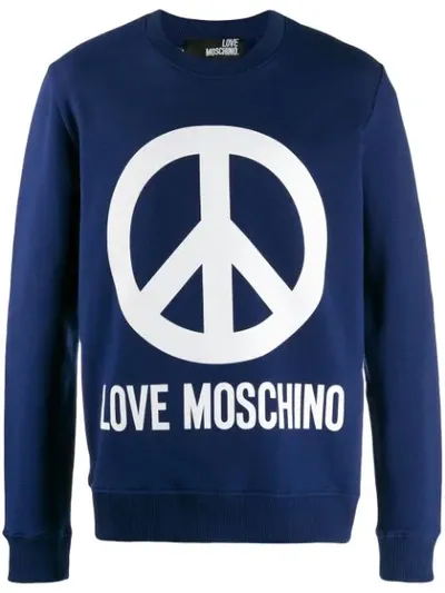 Love Moschino Logo Print Jumper In Blue