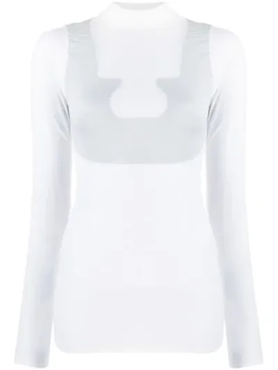 Courrèges Sheer High Neck T-shirt In White