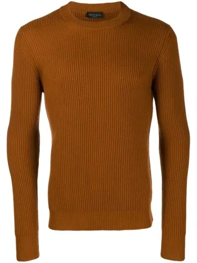 Roberto Collina Knitted Roundneck Sweater In Brown