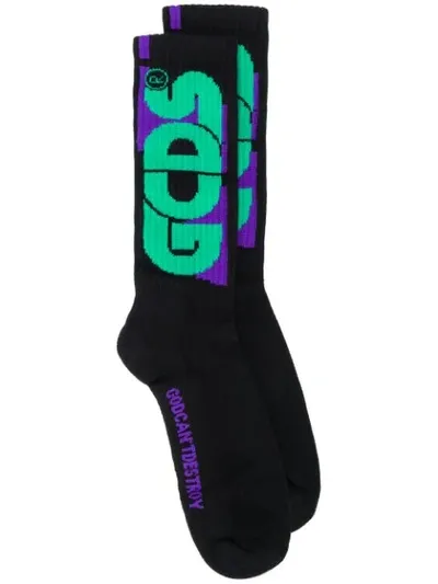 Gcds Logo Ankle Socks In Black