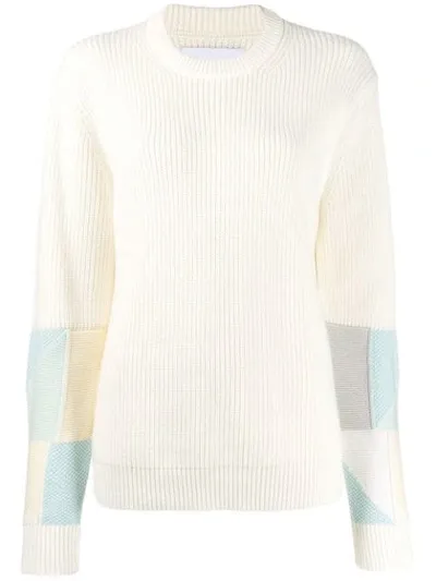 Calvin Klein Jeans Est.1978 Crew-neck Patchwork Jumper In White