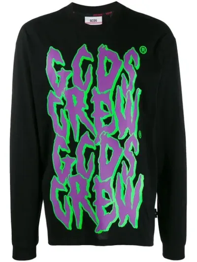 Gcds Graffiti Print Sweatshirt In Black