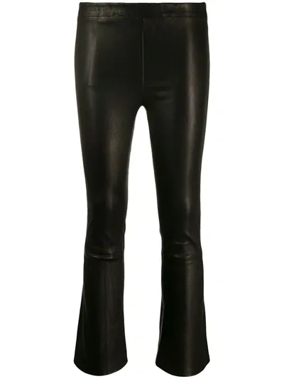 J Brand Selena Mid Rise Cropped Leather Pants In Black