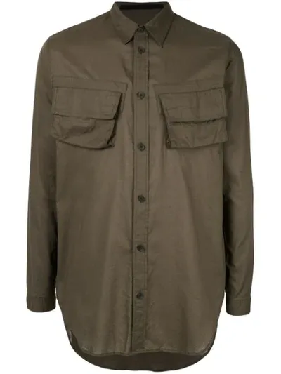 Julius Long Oversized Shirt In Green