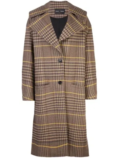 Proenza Schouler Oversized Wool Plaid Coat In Brown