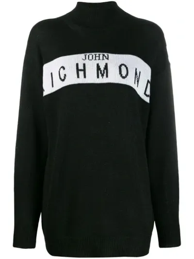 John Richmond Cufra Intarsia Logo Sweater In Black