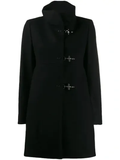 Fay Funnel Neck Midi Coat In Black