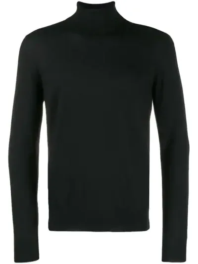 Fay Turtleneck Fine Knit Sweater In Black