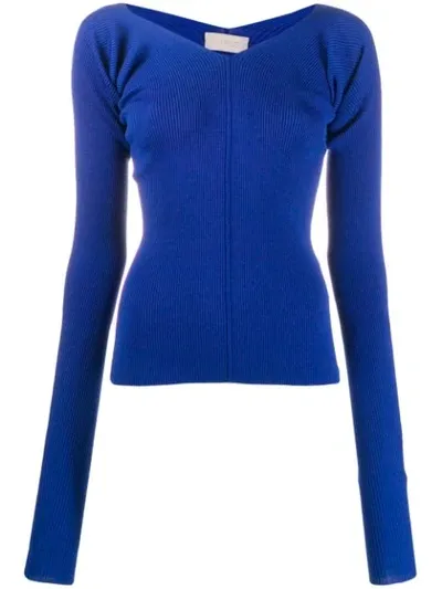 Mrz Ribbed Knit Sweater In Blue