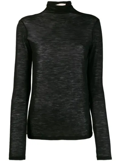 Semicouture Turtleneck Sheer Jumper In Black